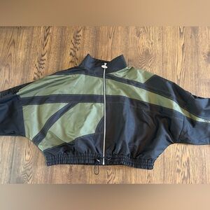 REEBOK X CARDI B WOVEN JACKET Zip Front in Black and Olive women’s size 2X
